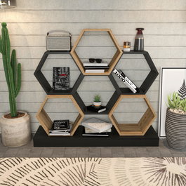 Hanah Home Estantería Cicek - Negro y Roble